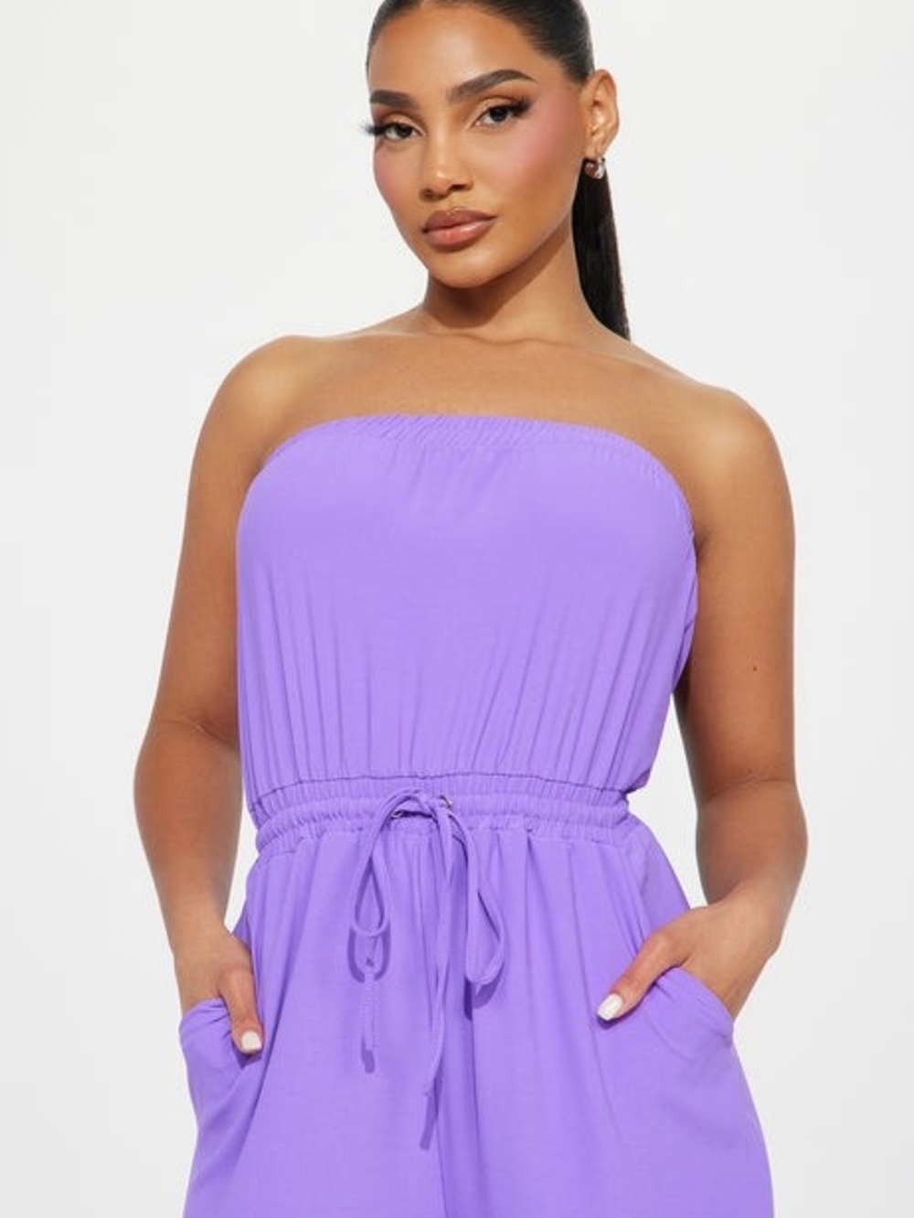 Fashion Nova Lavender Strapless Bodysuit Jumpsuit